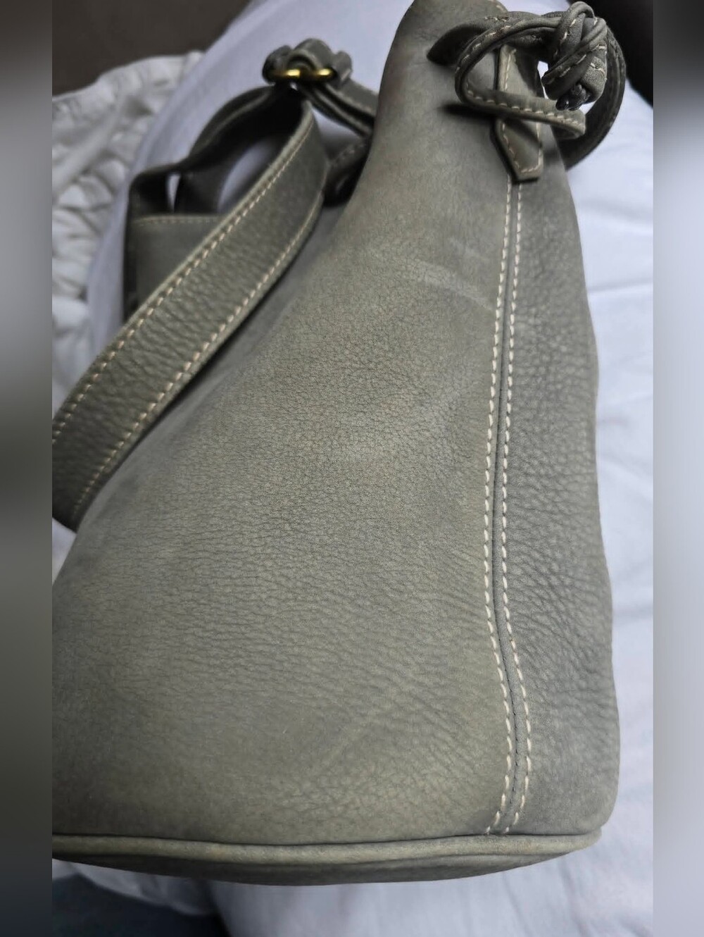 Italian Nubuc Sonoma Bucket Crossbody in Olive 4931 - Picture 3 of 9